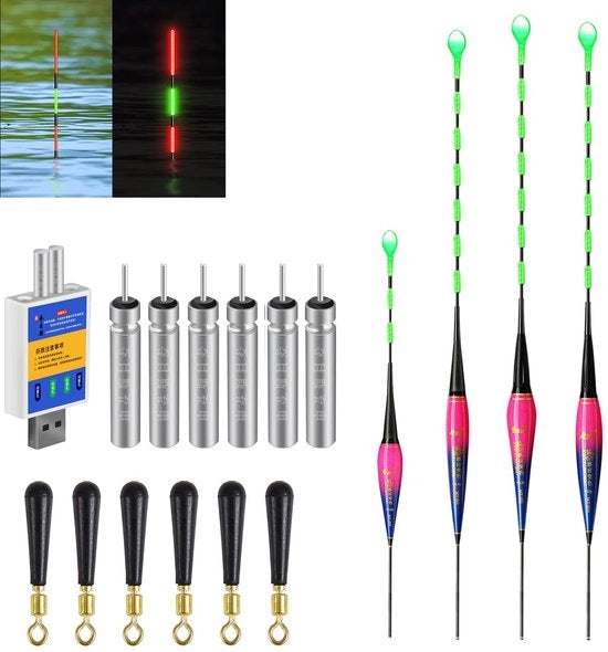 Set di 3 LED Drijvers da Pesca in Acqua Profonda - Ideali per Pescare in Acqua Dolce e Salata - Impermeabili e con LED - Comprensivo di 3 Drijvers