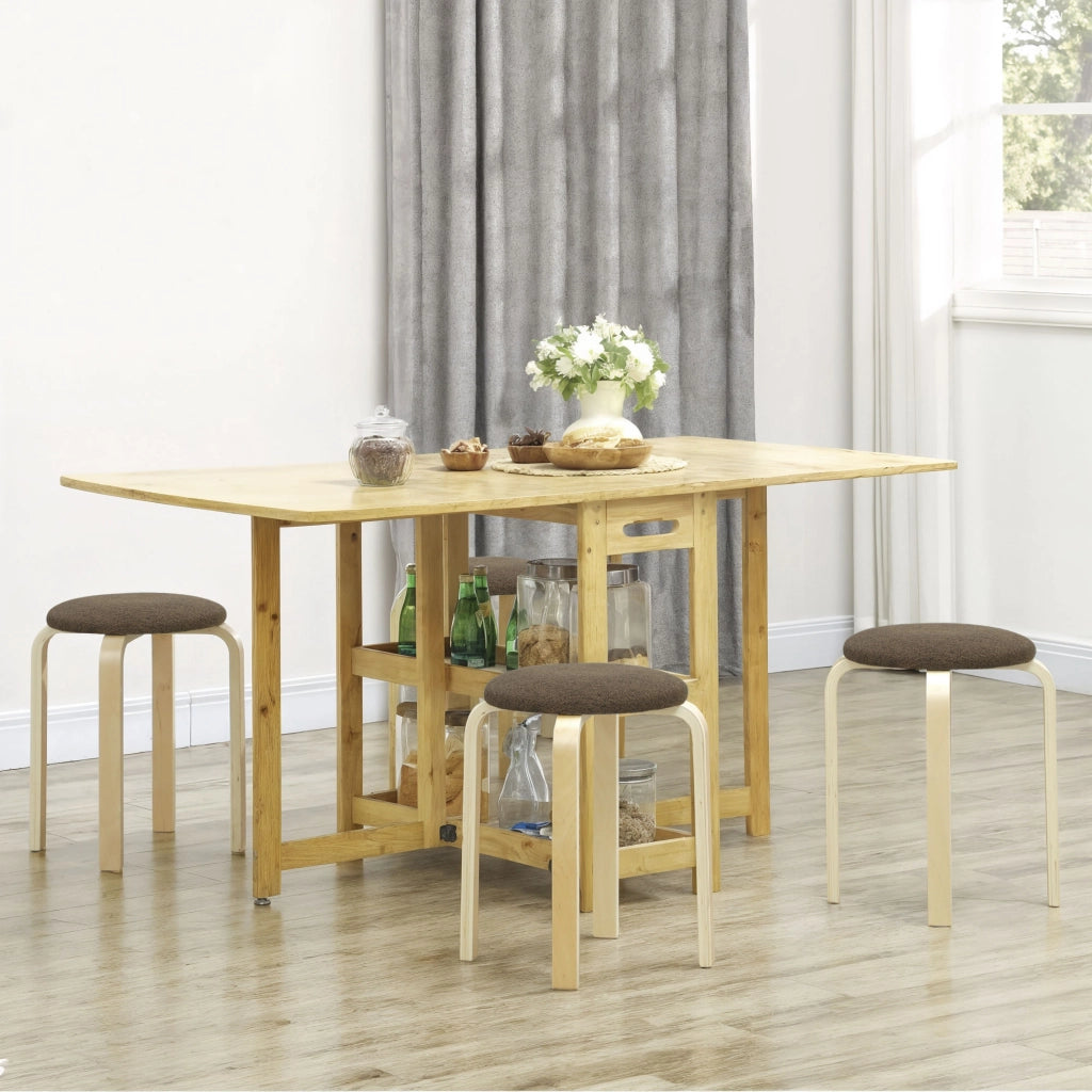 Pouf Imbottiti Imbottito 4 Pezzi ¨C Minimal ¨C Marrone Legno