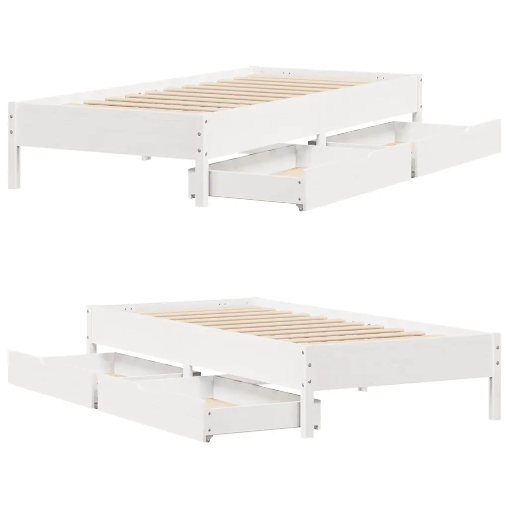Letto senza Materasso-Struttura Letto Bianco 90x190 cm in Legno Massello Pino 721353