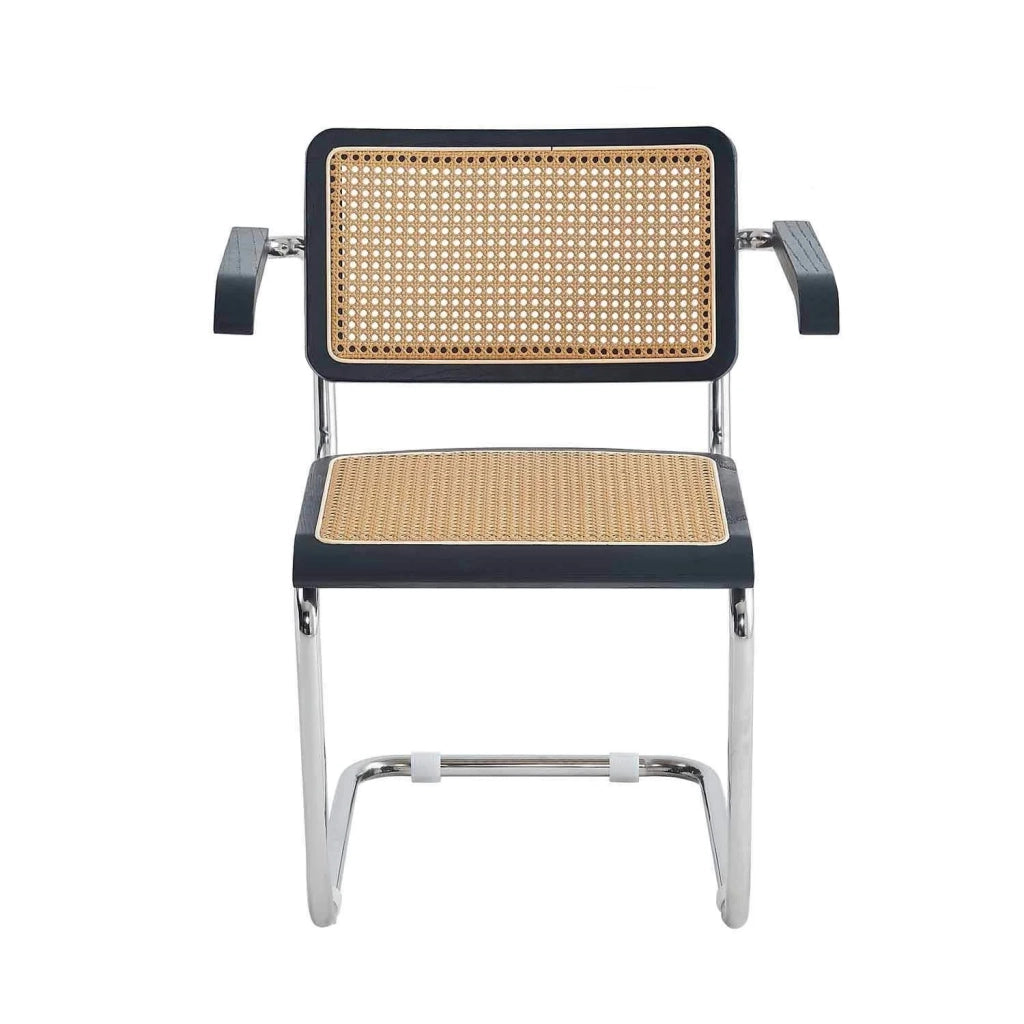 LÚZETE - POLTRONA WEBSTER RETTO NERO RATTAN NATURALE