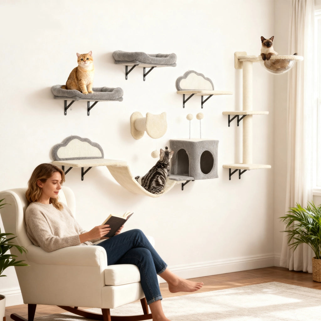 Libreria Muro Gatto 6 Pezzi ¨C Minimal ¨C Beige