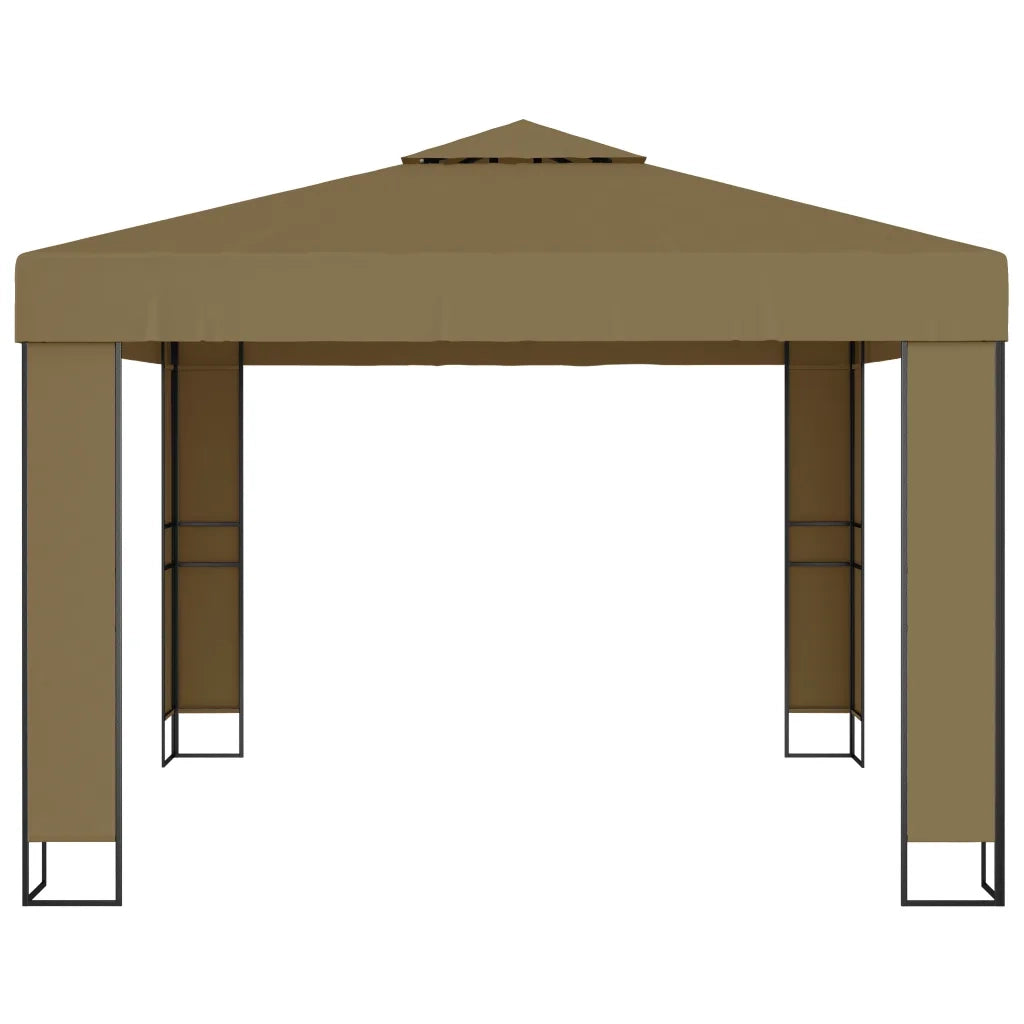 Gazebo | Pergolato con Tetto Doppio 3x3x2,7 m Grigio Talpa 180 g/m2