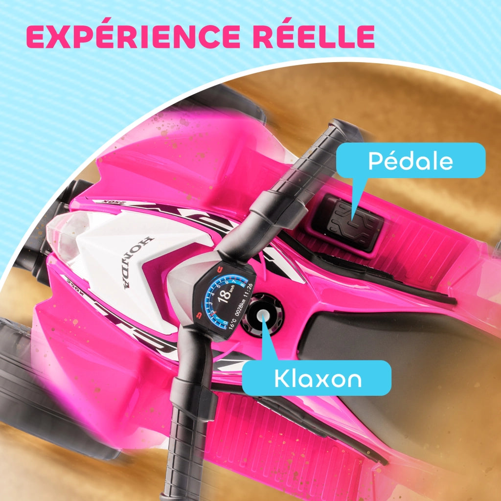 Quad Elettrico Bambini 6V Rosa ¨C Xylo ¨C Fari LED, Clacson, Velocit¨¤ 2,8 km/h