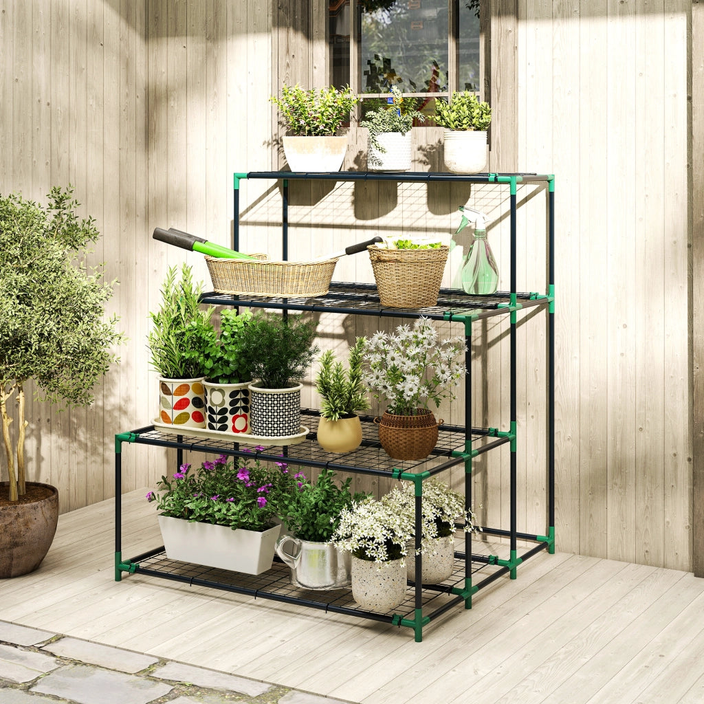 Supporto per Piante 4 Livelli ¨C Xylo ¨C Metallo Verde Esterno Giardino