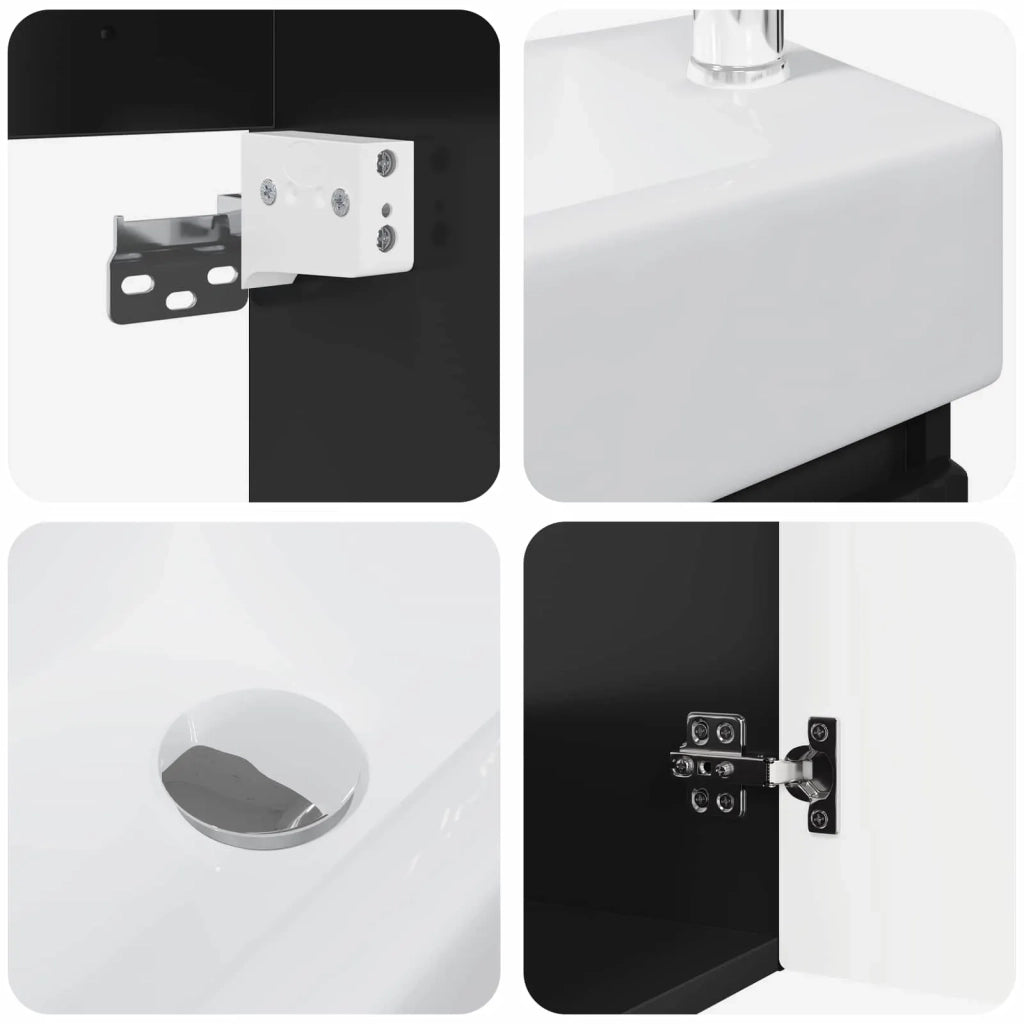 Mobile Bagno | Armadio da bagno con rubinetto Nero 45,5 x 22,5 x 84 cm