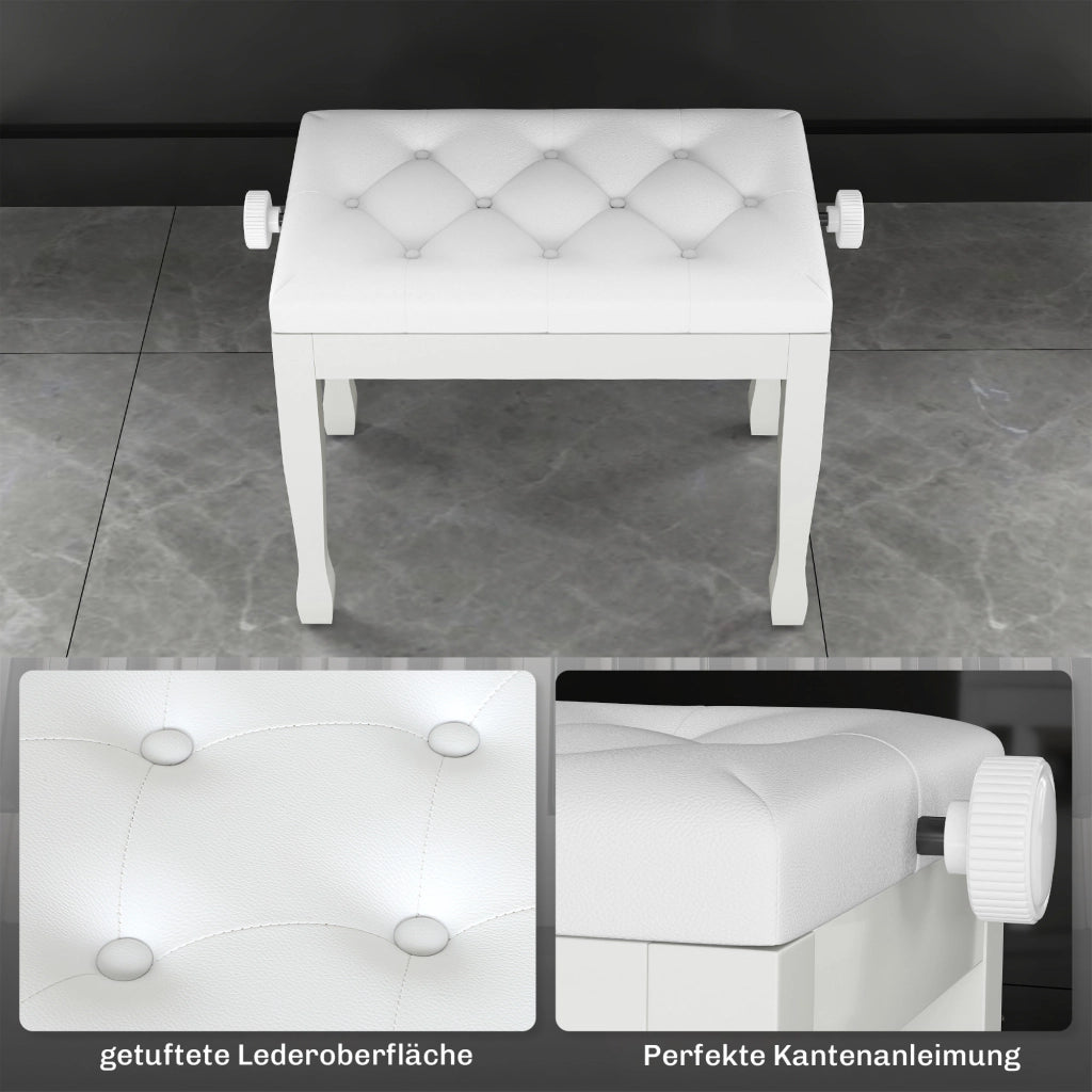 Sgabello da Pianoforte Regolabile ¨C Zephmum ¨C Bianco 64x35x45-55 cm
