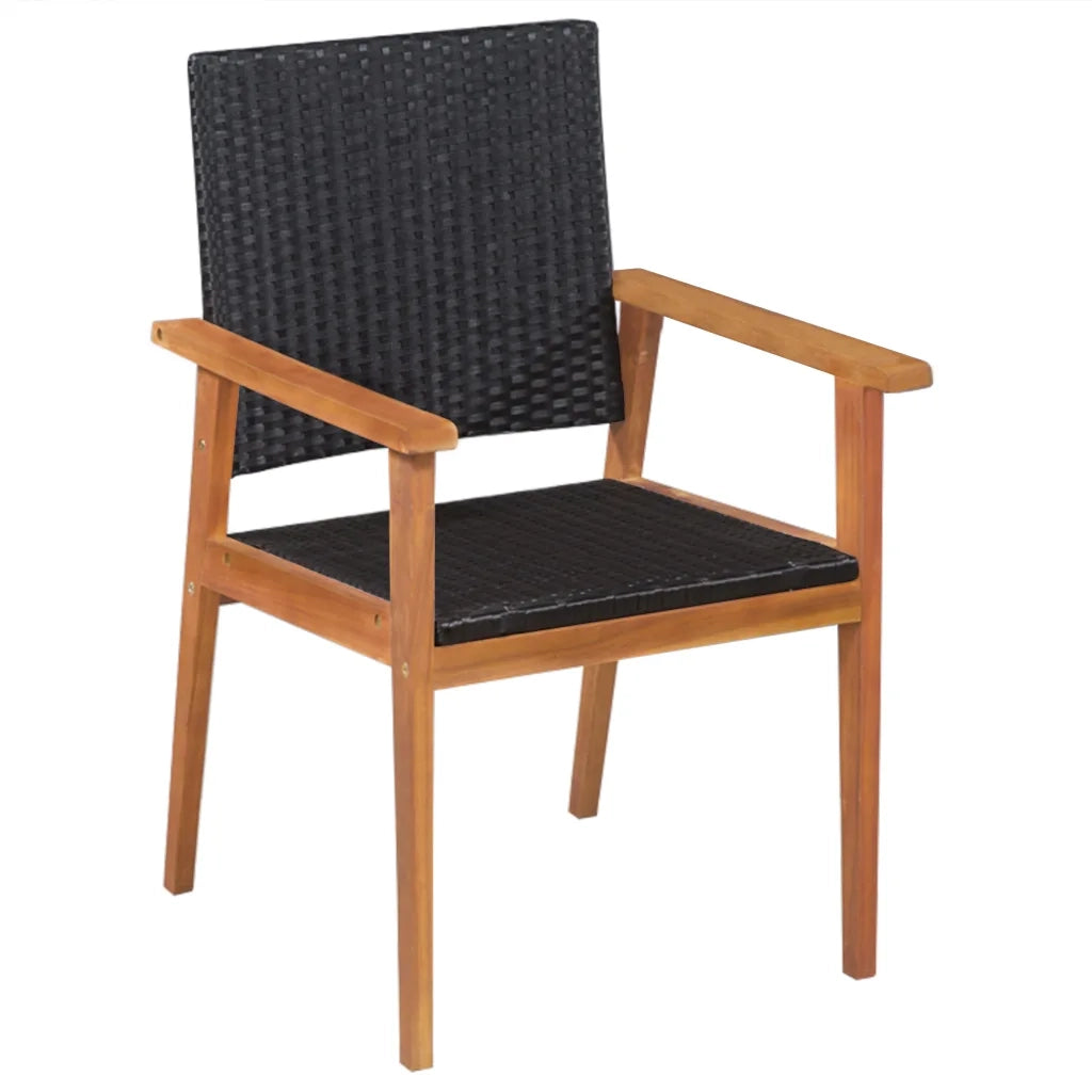 Set da Pranzo da Giardino 5 pz in Polyrattan Nero e Marrone 44075