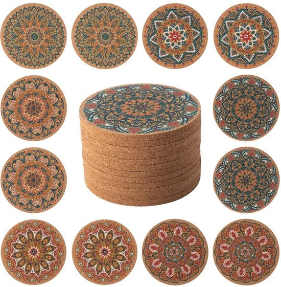 12 pacchi di sostegni per bicchieri, sostegni per bicchieri per salotti, sostegni per salontafelle, sostegni assorbenti per decorazione di cucina e sala da pranzo, diametro di circa 10 cm