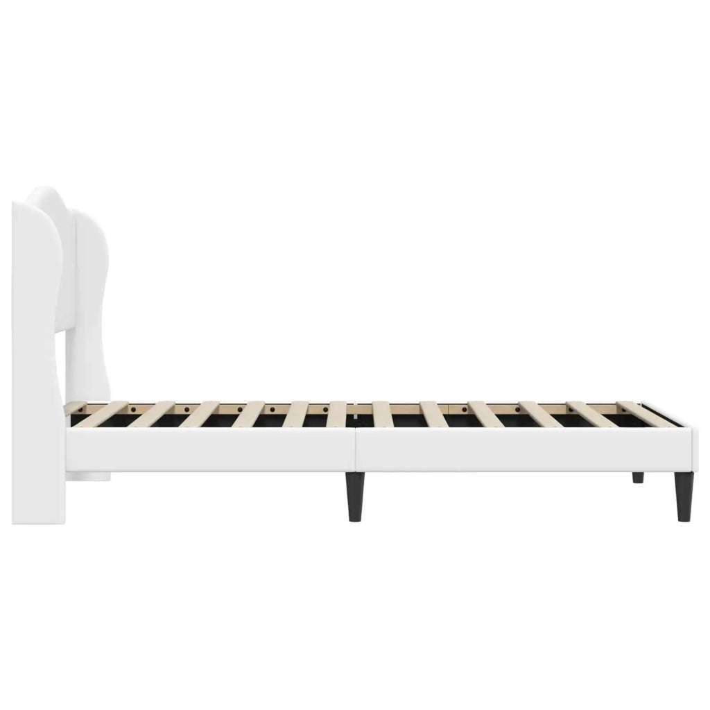 Letto singolo | Letto per adulti | Struttura del letto con testiera Bianco 100 x 200 cm Similpelle