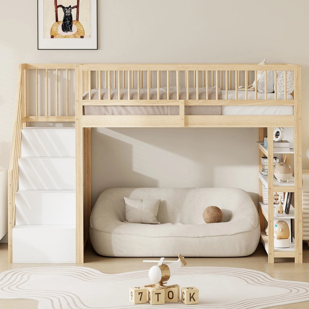 Letto a Soppalco con Armadio e Cassetti ¨C MINIMAL ¨C Massello, 90x200
