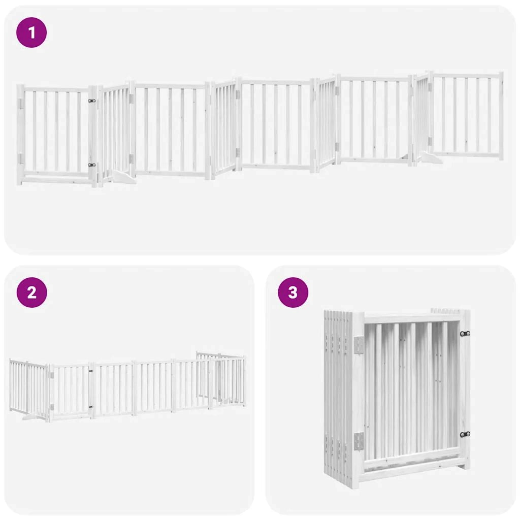 Cancelletto di sicurezza per animali domestici porta pieghevole 9 pannelli legno di pioppo bianco 02_0023291