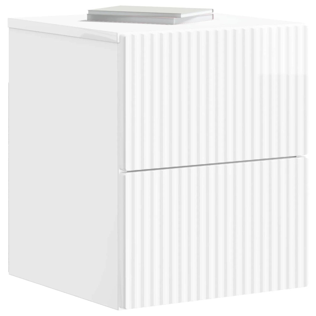 Mobiletto da notte a muro Bianco Lucido 33 x 34,5 x 40 cm 898473