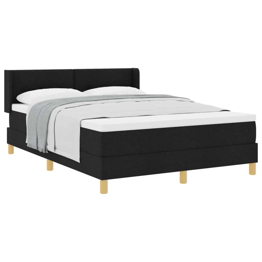 Letto a molle con materasso Nero 190 x 140 cm Tessuto 3341288