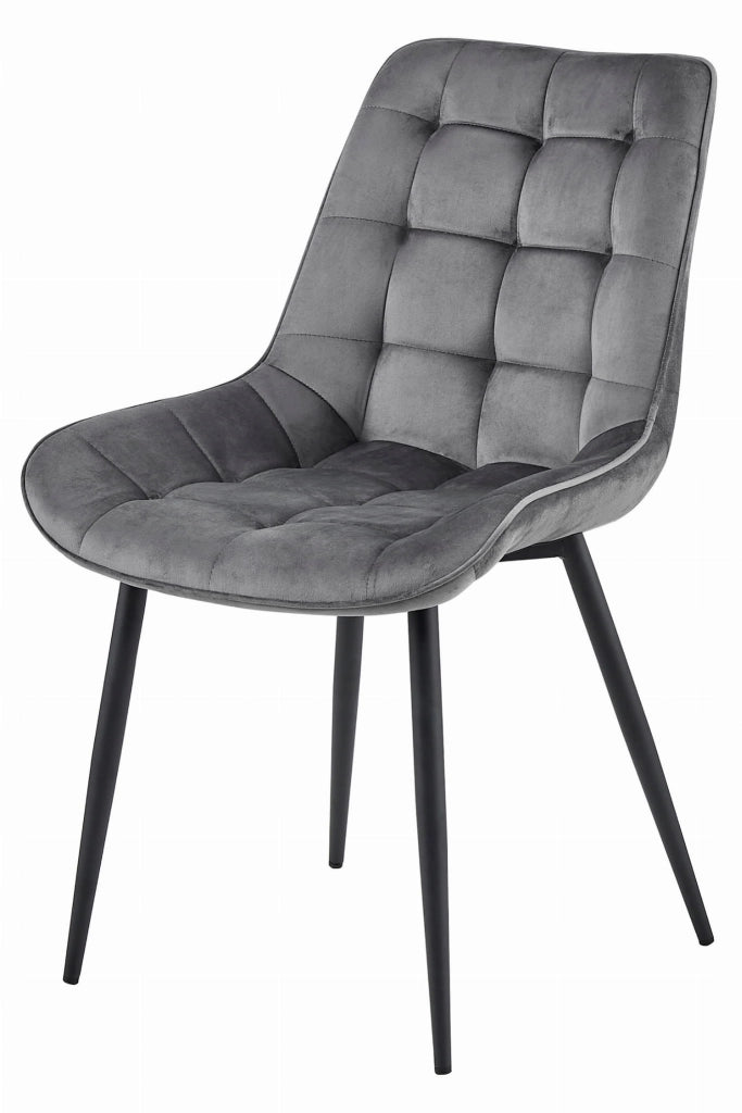 Sedia VALORA BERA - Velluto grigio scuro con gambe nere