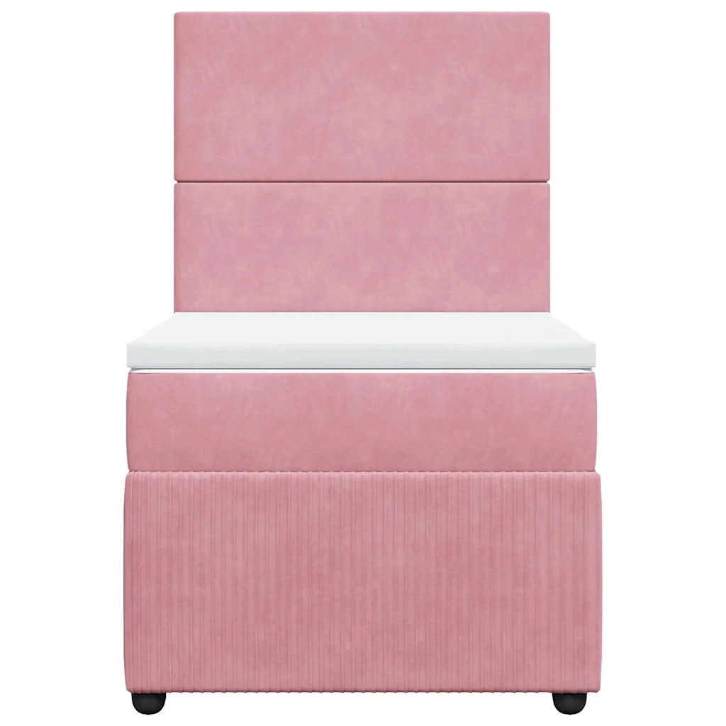 Giroletto a Molle con Materasso Rosa 90x200 cm in Velluto 3294537