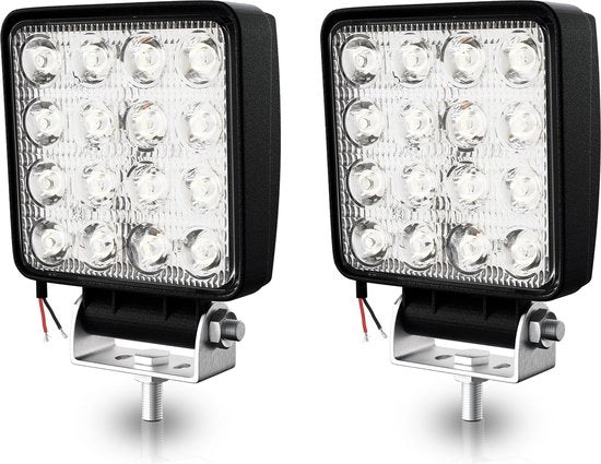 Due fari di lavoro LED 48W con luce aggiuntiva per uso off-road, 12 V e 24 V, fari di testa IP67 impermeabili all'acqua, luce di arresto per trattore, auto, macchina da scavo, SUV, UTV, ATV