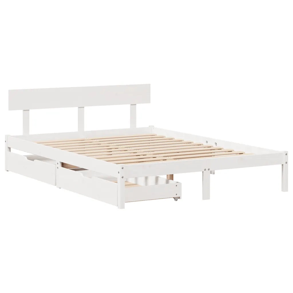 Letto matrimoniale | Letto per adulti | Letto senza Materasso Bianco 120x190 cm Legno Massello di Pino