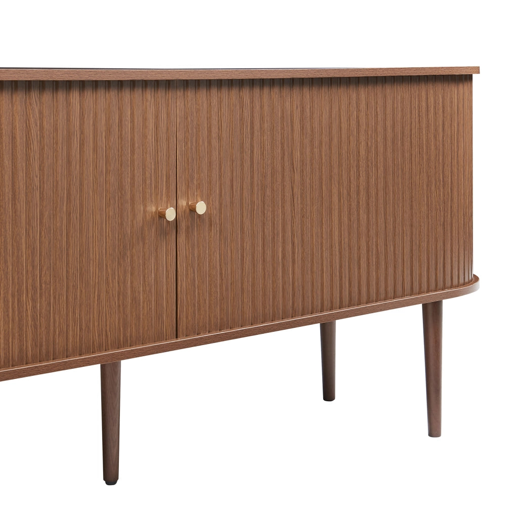 Mobile Contenitore Mapia con Ante Scorrevoli Credenza Bassa Madia 166x40x70 cm Effetto Noce [en.casa]
