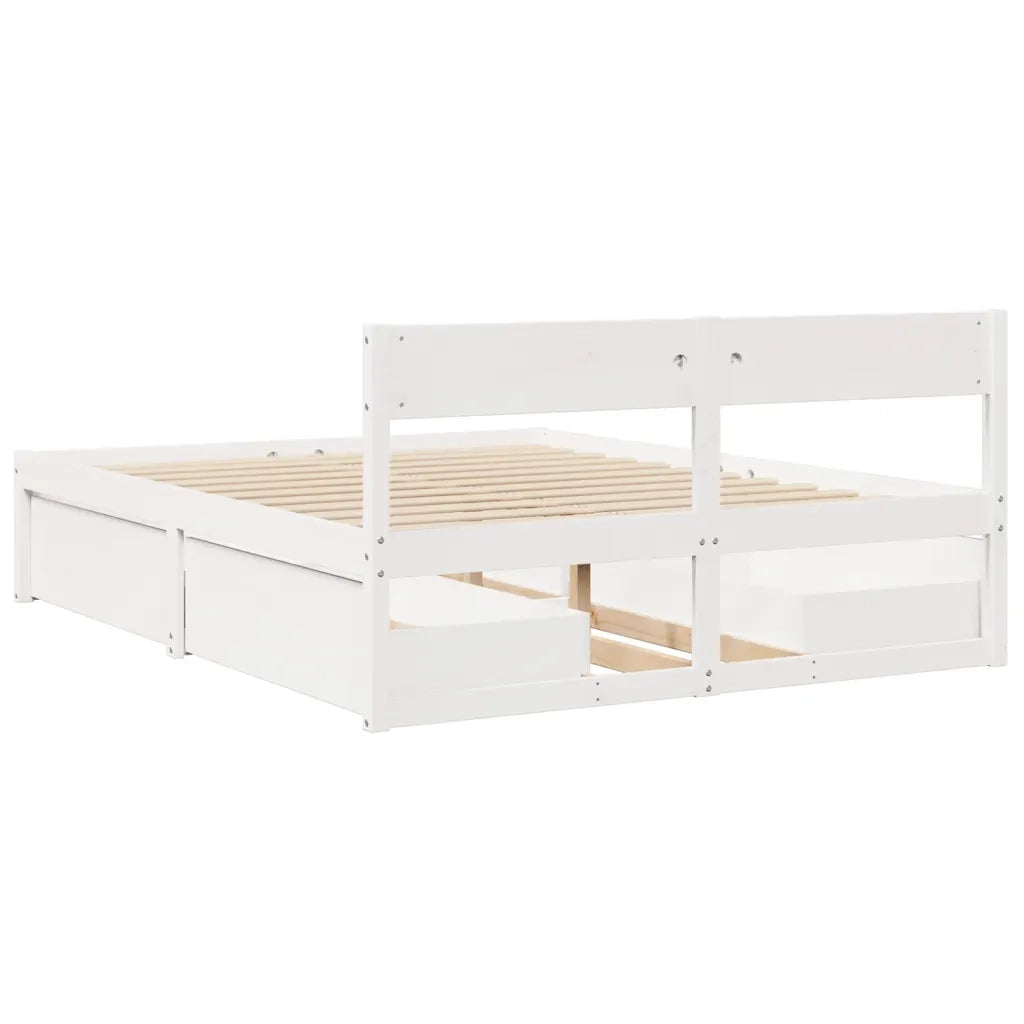 Letto senza Materasso-Struttura Letto Bianco 140x200 cm Legno Massello di Pino 197036