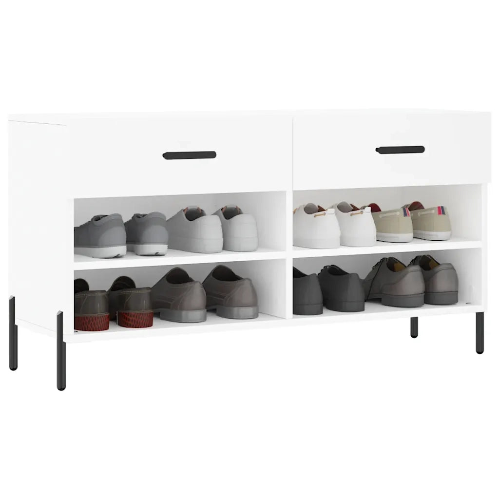 Panca Porta Scarpe-Sgabello-Panca Scarpiera Bianca 102x35x55 cm in Legno Multistrato 943081
