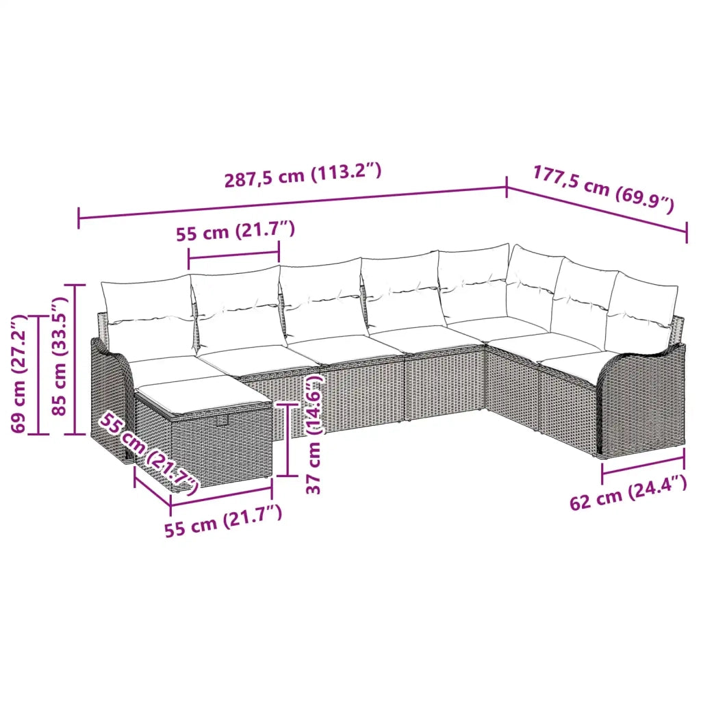 Set di divani con cuscino Grigio e Blu Navy polyrattan 3359034