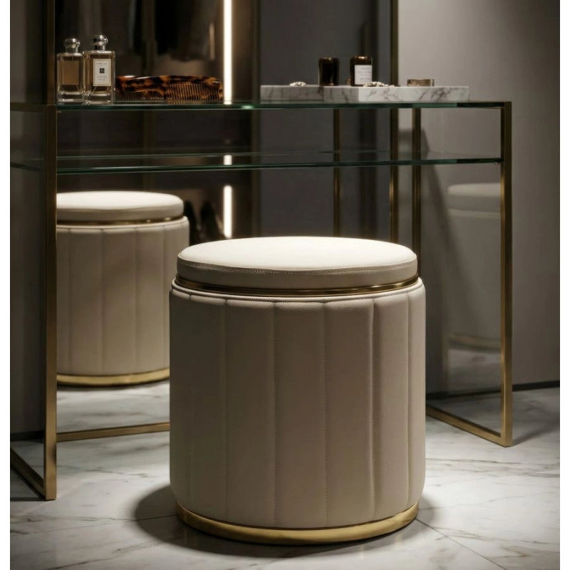 Puff Con Contenitore London Crema cm ø 46,5x44