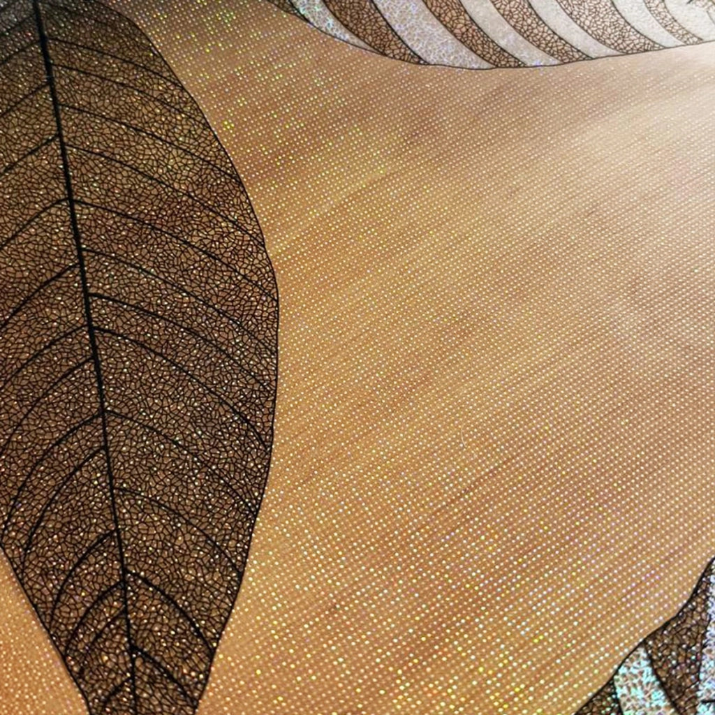 Tovaglia Trasparente Decorata Glitterata Pellicola Pvc 100x220 Cm Tavolo Antimacchia Spessa Foglie (B)