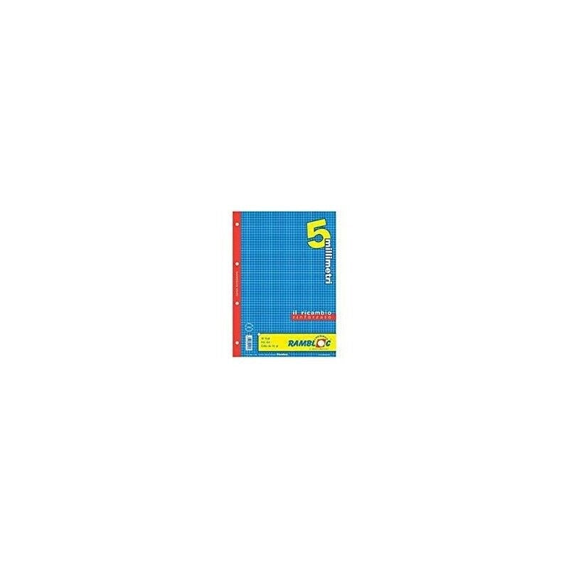 RAMBLOC RICAMBIO A4 40 FOGLI QUADRETTI 5MM PER RACCOGLITORI ANELLI