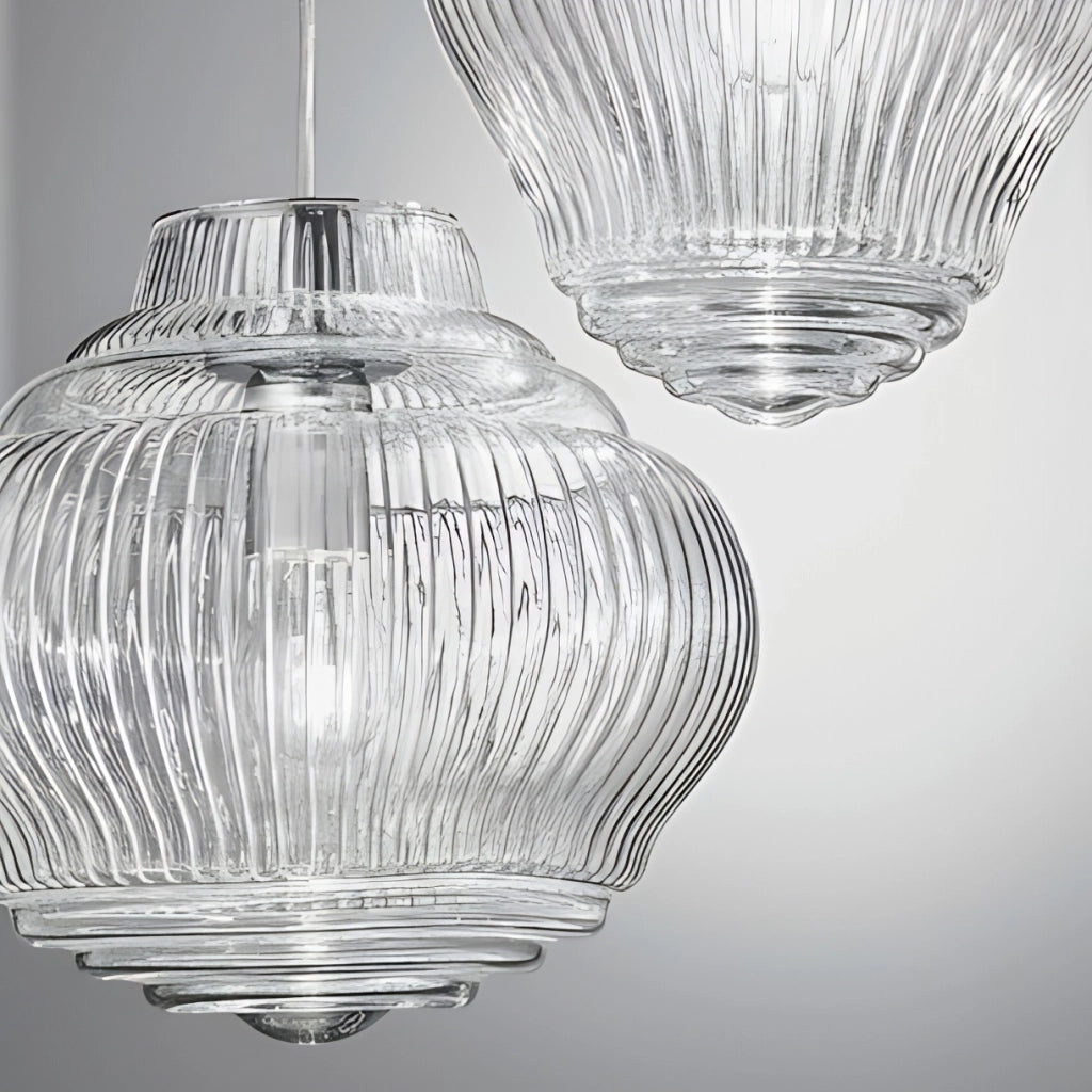 Bonnie Lampada a sospensione in vetro soffiato Bronzo finitura rigadin con struttura in metallo verniciato grigio, diametro 27,5 cm, design modulare