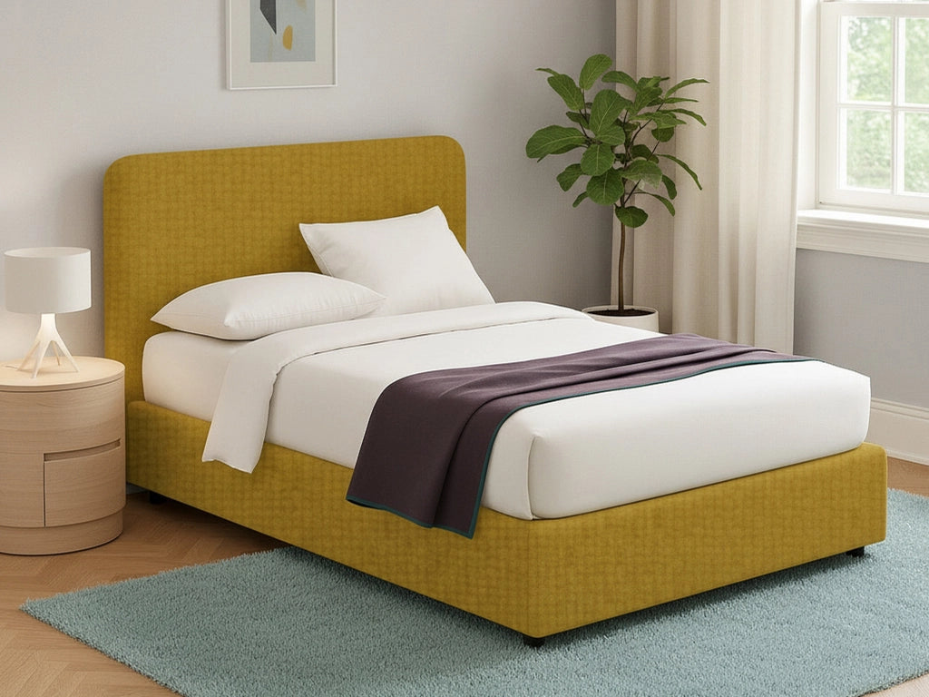 Reading, Letto Singolo Sfoderabile Made in Italy, Giallo Ocra
