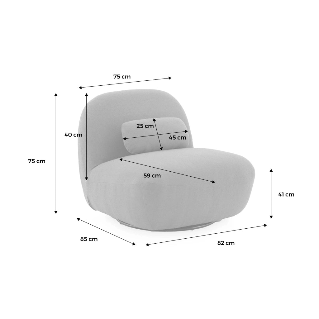 Poltrona girevole 360° bouclé, grigio