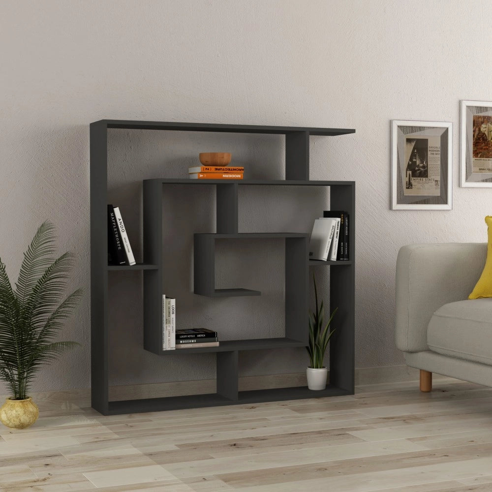 Libreria antracite con 9 ripiani Labirent 125x22x129