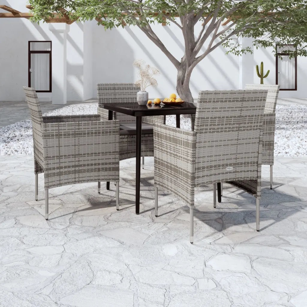Set da Pranzo da Giardino 5 pz con Cuscini Grigio e Nero 3099312