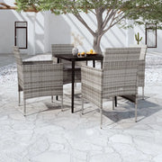 Set da Pranzo da Giardino 5 pz con Cuscini Grigio e Nero 3099312