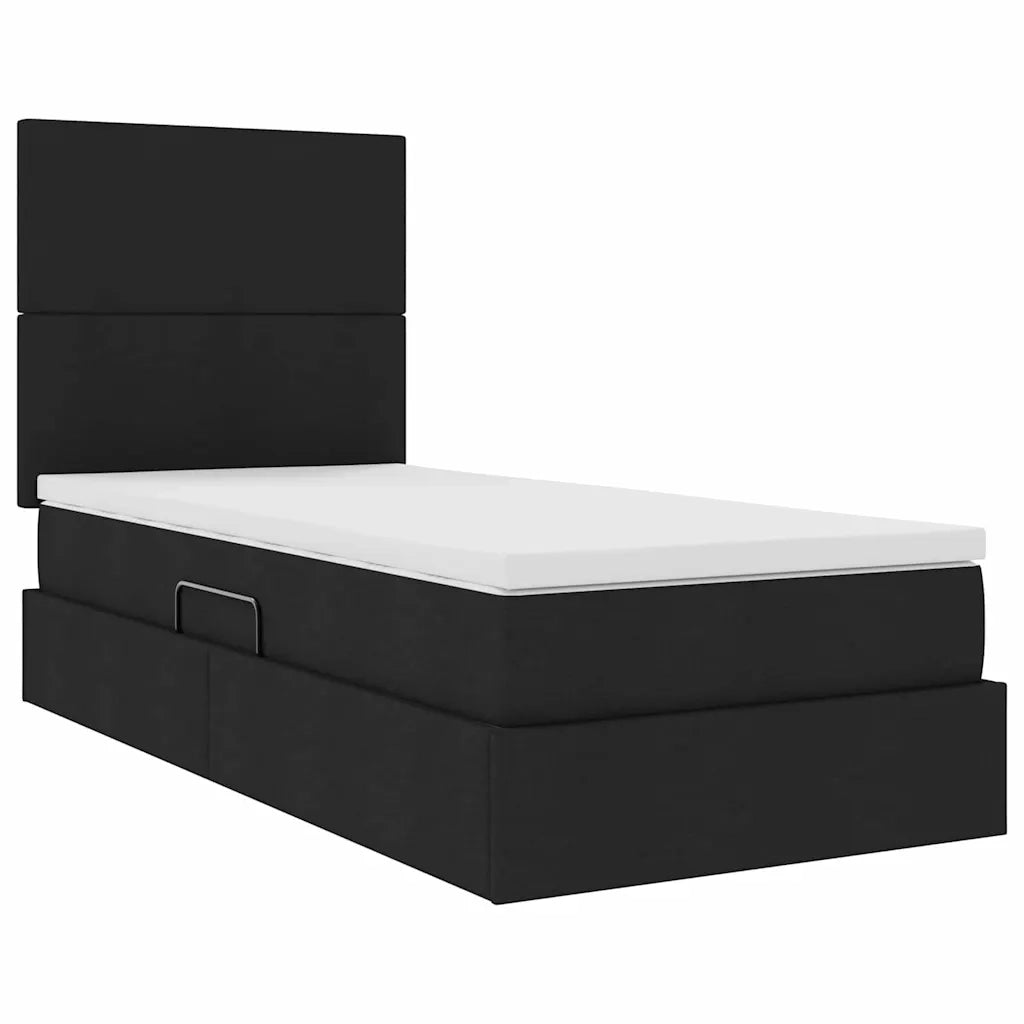 Letto con contenitore e LED con led Nero 90 x 190 cm Poliestere 3372323