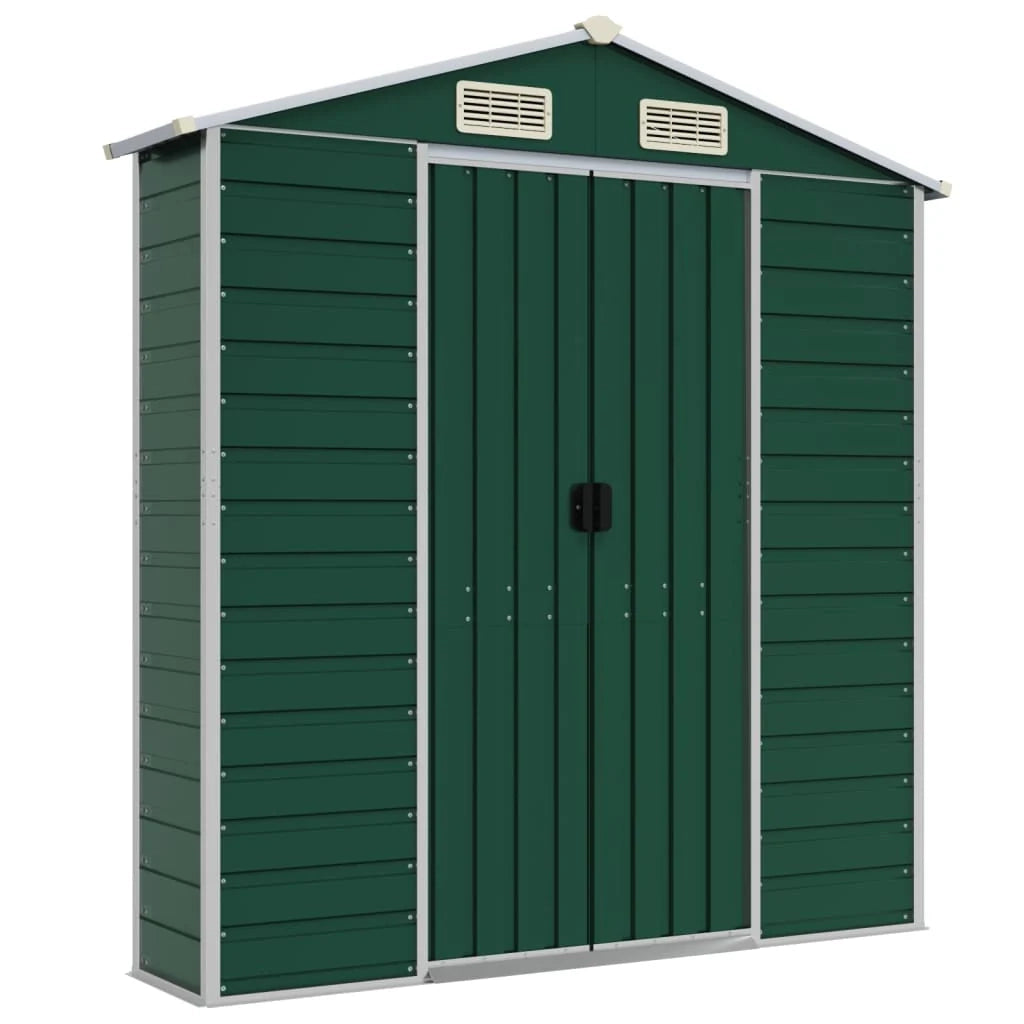 Casetta da giardino cabina ripostiglio casetta da esterno robusta casetta per attrezzi 191 x 385 x 198 cm acciaio zincato verde 02_0022350