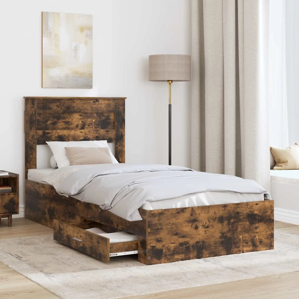 Struttura del letto Rovere fumé 100 x 200 cm Legno multistrato 3410023