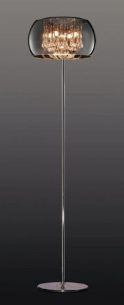VAPORE PIANTANA VETRO CROMO CON PENDAGLI VETRO DIMMERABILE D.40CM X H.160CM  4 LUCI ATTACCO G9