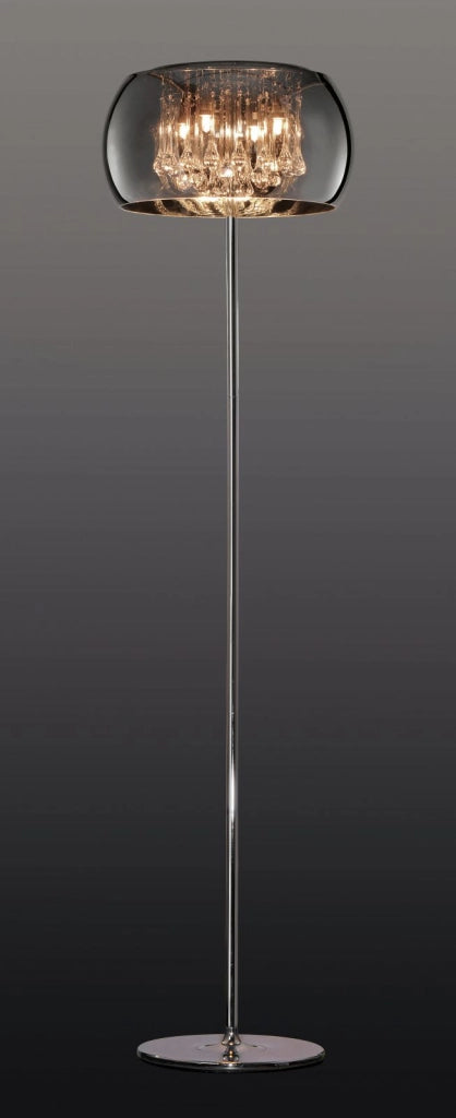 VAPORE PIANTANA VETRO CROMO CON PENDAGLI VETRO DIMMERABILE D.40CM X H.160CM  4 LUCI ATTACCO G9