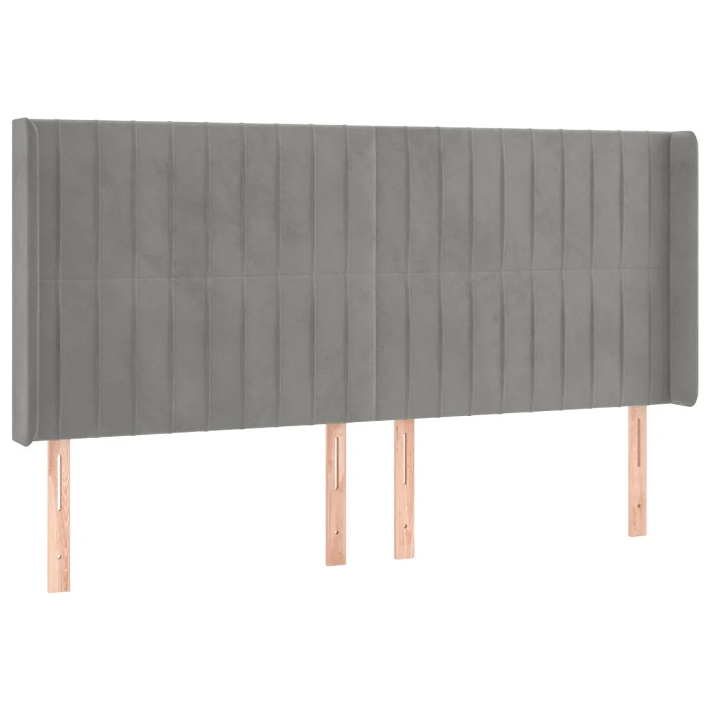 Testiera | Testata ad Orecchio Grigio Chiaro 163x16x118/128 cm in Velluto