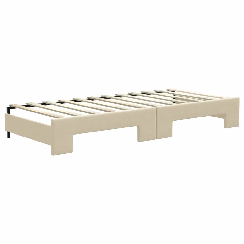 Divano Letto Estraibile con Materassi Crema 80x200 cm Tessuto 3196595