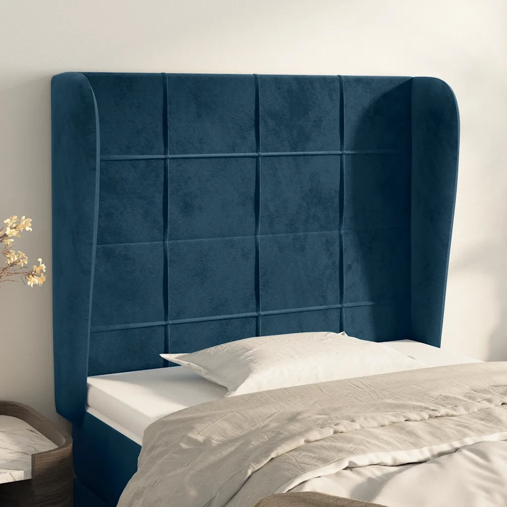Testiera ad Orecchio Blu Scuro 93x23x118/128 cm in Velluto 3117996