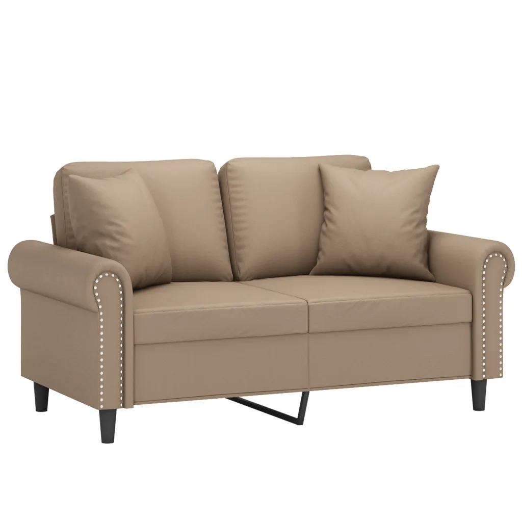 Divano a 2 Posti con Cuscini Cappuccino 120 cm in Similpelle 3200929