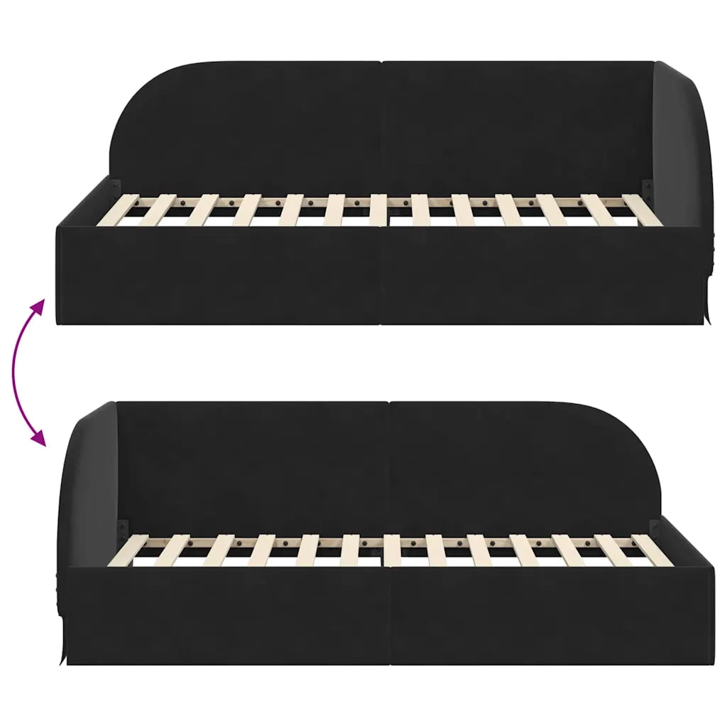 Cornice del letto ad angolo Nero 90 cm x 200 cm Velluto 42016651