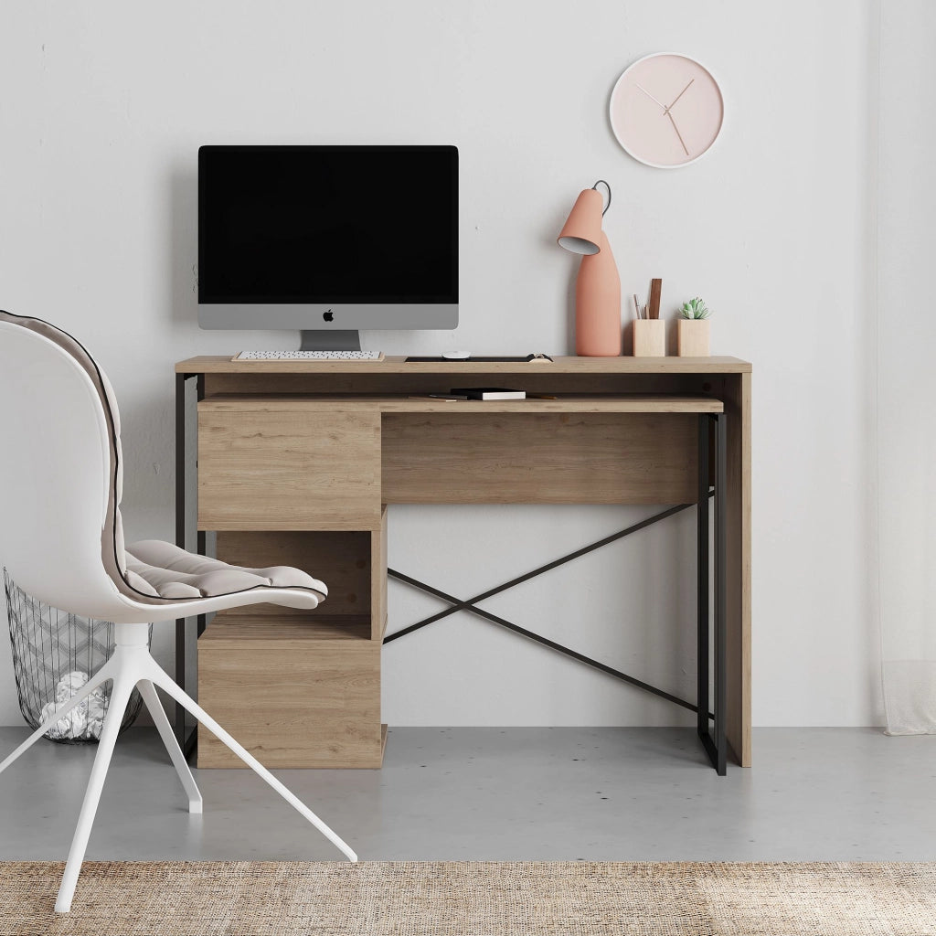 Scrivania modulare in legno "Badau" - 110 x 102 x 77 cm - Marrone
