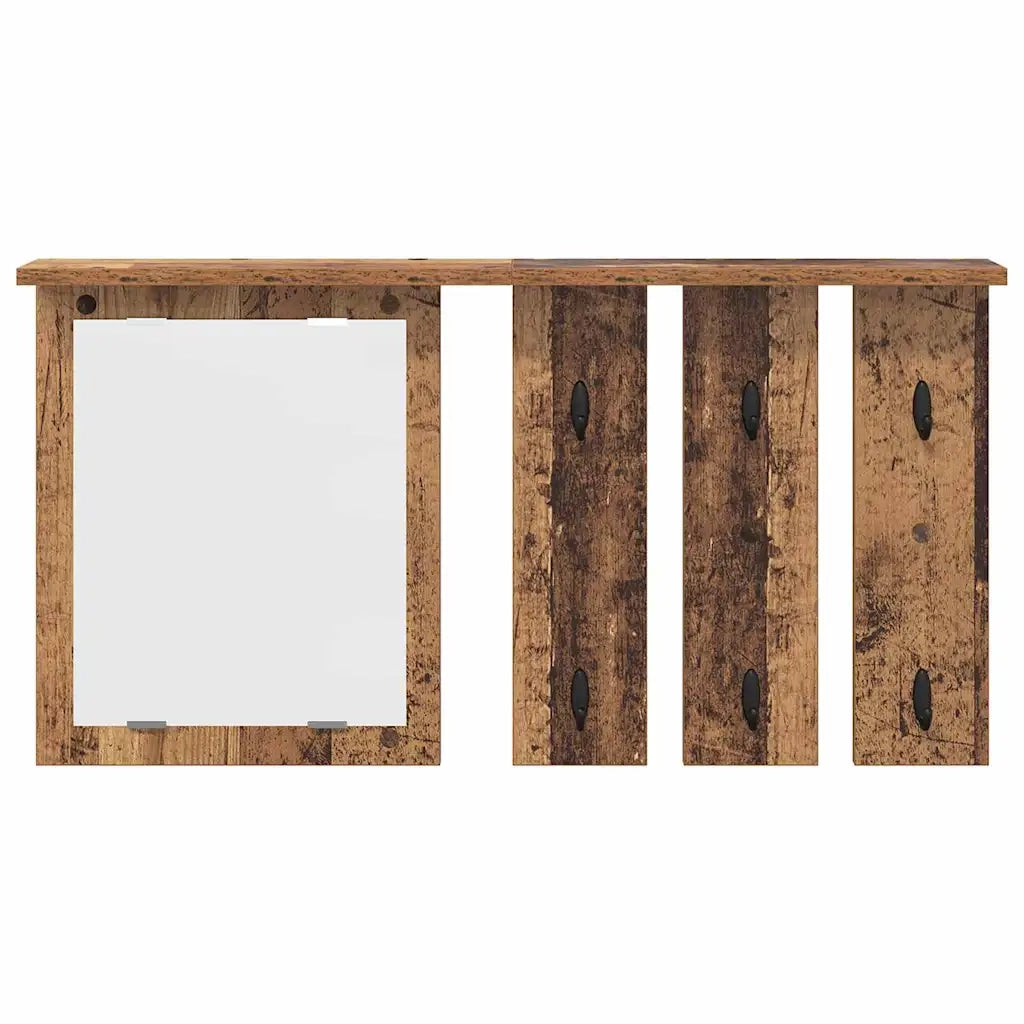 Appendiabiti a muro con specchio Legno vecchio 85 x 10 x 45 cm 874489