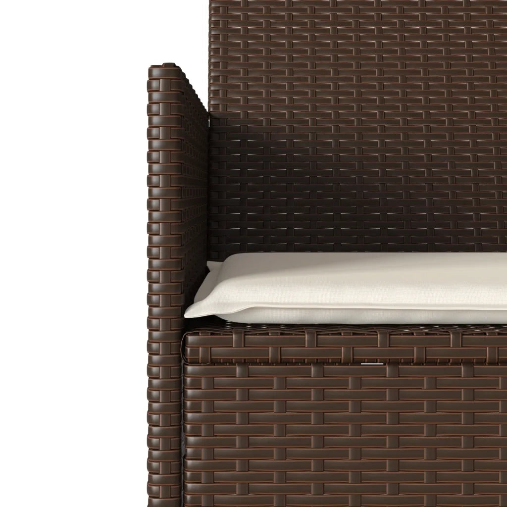 Divano a 2 Posti con Tavolo e Cuscini-Sofa 2 Posti Marrone in Polyrattan