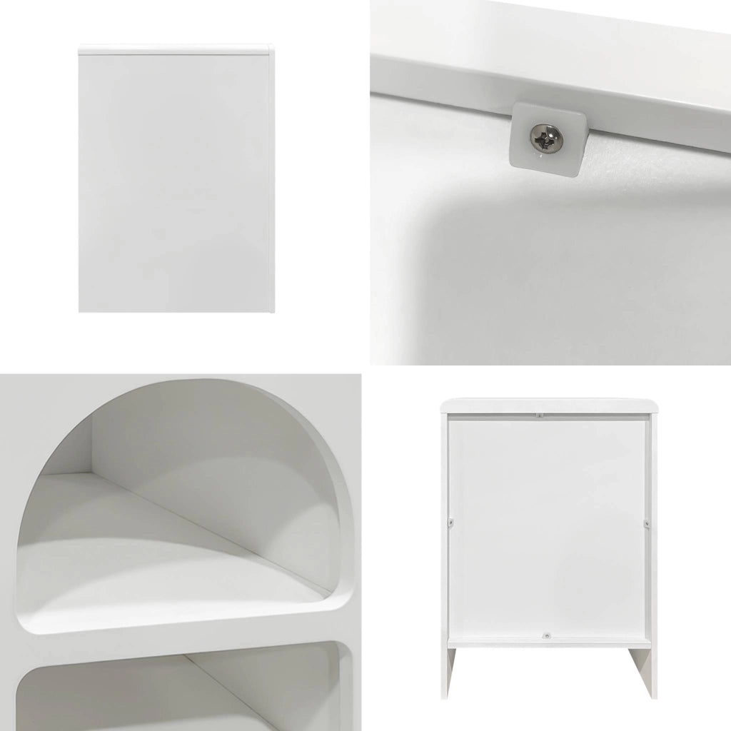 Comodino organico effetto legno bianco, 2 nicchie mobileoggetti,