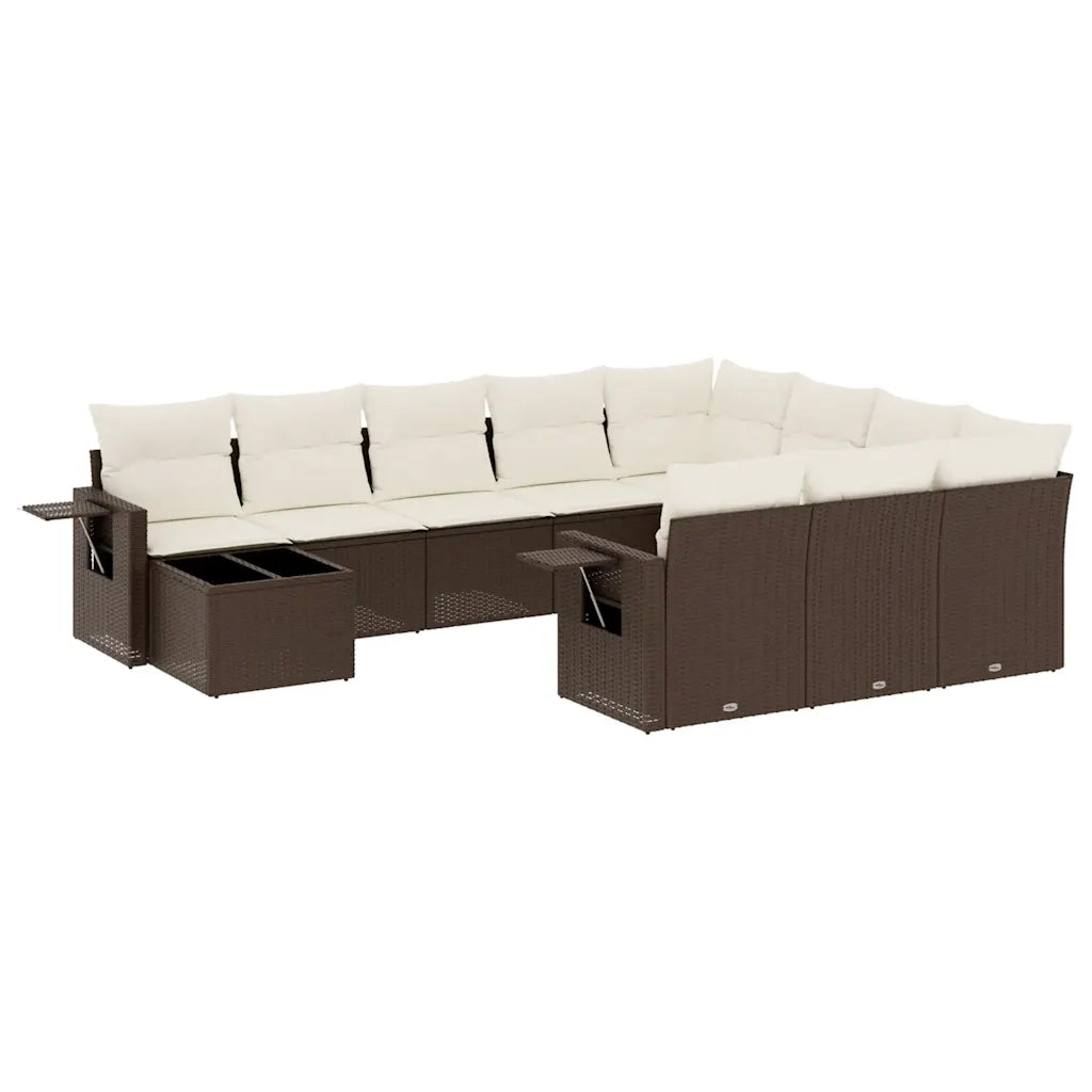 Set Divani da Giardino 11 pz con Cuscini Polyrattan Marrone 3220732