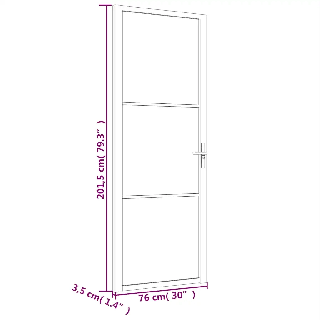Porta Interna 76x201,5 cm Nero Opaco Vetro e Alluminio cod mxl 64560